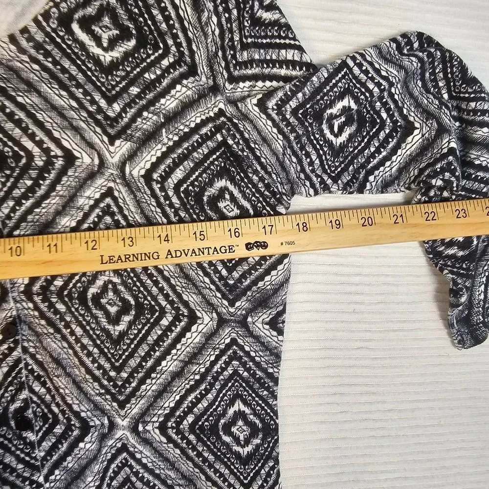 Joseph A Womens Silk Blend Geometric Diamond Ikat Cardigan Black‎ White Medium